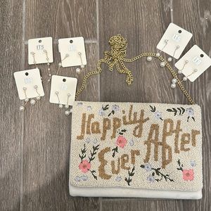 Happily Ever After Beaded Clutch and Pearl Earrings